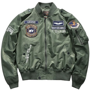 Customized Embroidered Logo Patches Quilted Bomber <b>Jacket</b> for Men Casual Ribbed Collar Light Windproof Airlift <b>Pilot</b> <b>Jacket</b> - Product Image 4