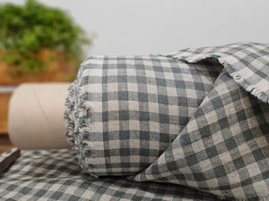 Tela de lino orgánico 100% al por mayor cuadros verdes naturales 115 ''/292cm tejido de anchura extra textiles para el hogar costura sofá vestido niñas - Product Image 2