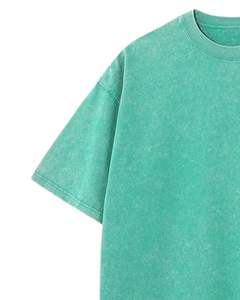 T-shirt unisexe surdimensionné en coton vert délavé, style vintage, épaules tombantes, streetwear décontracté, haut unisexe - Product Image 3