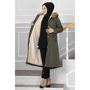 เสื้อคลุมฮิญาบ Ayla Khaki พร้อมเข็มขัดแบบทอผ้า - Product Image 3