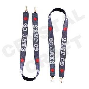 Game Day Custom White Gold Seed Bead Bag Straps 'Hook Em Horns' Accesorio de moda Correa de monedero con cuentas - Product Image 3