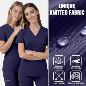Juego de exfoliación de enfermería amigable con la piel con parte superior elástica y cómoda de cuatro vías y pantalones Jogger - Product Image 4
