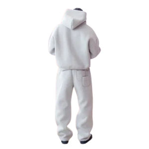 Pantalon de survêtement à capuche en polaire épaisse OEM ensemble de jogging 2 pièces pantalons cargo d'entraînement survêtements coupe ample costumes de survêtement à impression personnalisée - Product Image 4