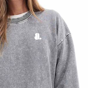 เสื้อกันหนาวลำลองผ้าเทอร์รี่สำหรับผู้หญิง, เสื้อกันหนาวปักลายกรด300กรัมใส่สบาย2026โลโก้ด้านหน้า - Product Image 6