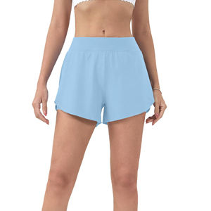 Pantalones cortos de LICRA con logotipo impreso personalizado para mujer, pantalones cortos de entrenamiento para correr técnicos de secado rápido para exteriores, pantalones cortos informales para mujer - Product Image 2