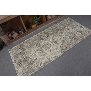 Alfombra turca Vintage marrón Beige clásica de 2,7x5,9 pies, Alfombra de área de lana de área grande de retazos, respaldo de látex para dormitorio, pasillo, sala de estar - Product Image 5