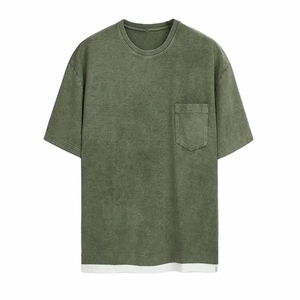 T-shirt personnalisé pour hommes en coton tricoté coupe ajustée de haute qualité, séchage rapide, respirant, design vierge, lavage à la main - Product Image 2