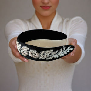 Lightweight Durable Perfectly Shaped Handmade Embroidered Velvet Headband Luxury Floral Stitch <b>Hairband</b> Fashion Accessories - Product Image 2