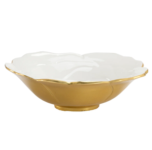 Bol de service décoratif en fer artistique avec bord dentelé enduit de poudre blanche et texture de crête concentrique - Product Image 4