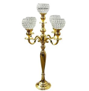 Unique Design Glittering Crystal <b>Wedding</b> Decoration Candelabra Aluminium Gold Plated <b>Wedding</b> Tabletop <b>Centerpiece</b> - Product Image 1