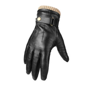 ถุงมือหนังแพะสีดำตามสั่งสำหรับเล่นกีฬาฤดูหนาวกันความหนาวจากปากีสถาน - Product Image 2