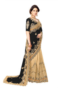 Trendmalls ชุดสตรีสีดำผ้าส่าหรีงานแต่งงานแบบลำลองปักลายเสื้อแบบไม่มีตะเข็บ (K810) เสื้อผ้าปากีสถานอินเดียขายส่ง - Product Image 3