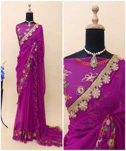 Saree en soie avec chemisier Surat de créateur Matériel Sari indien Bollywood avec chemisier Grossiste Vêtement Saree de couleur noire - Product Image 2