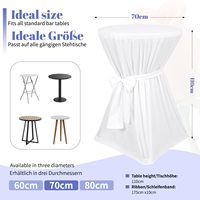 Housse de table de cocktail blanche extensible en polyester avec nœud papillon, jupe de table ronde haute pour mariage, bar, banquet, fournitures de fête - Vente en gros
