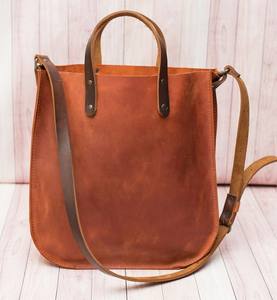 Bolso de mano de hombro de fábrica, bolso Vintage de cuero genuino para mujer, Mini bolso de cuero de vaca para mujer, en Stock, producto OEM y FBA - Product Image 2