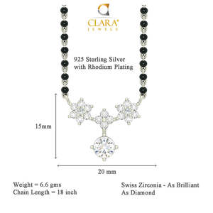 Compra un Mangalsutra de Plata Pura Chapado en Oro con Cuentas en Forma de Flor, un Collar Religioso Étnico con Diamantes y Perlas, un Regalo Perfecto para tu Esposa - Product Image 4