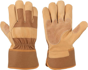 Gants de travail en cuir Paume en cuir synthétique et patchs en daim synthétique Poignet de sécurité Protection des jointures - Product Image 1
