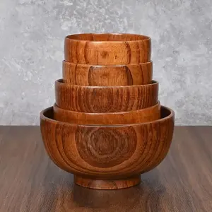 Handmade Vintage Style round <b>Mango</b> <b>Wood</b> Rice <b>Bowl</b> Simple Serving <b>Bowl</b> for Kitchen or Home Use Worldwide Supply - Product Image 3