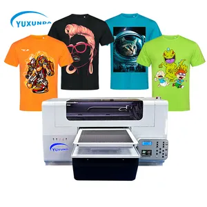 Yuxunda Hochwertiger Dtg-Drucker A4 Größe 8 Farben Direkt zum Kleidungs stück T-Shirt Flach bett druckmaschine für dunkle und helle Kleidung