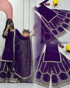 Robe de mariée indienne exclusive de créateur avec Dupatta bleu foncé pour femme, tenue de fête Salwar Kameez du fournisseur indien - Product Image 5