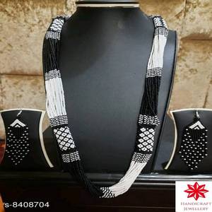 เครื่องประดับทอสไตล์ชนเผ่าสำหรับผู้หญิงสร้อยคอยูเครนสีขาวสีดำทันสมัยสำหรับงานแต่งงานงานหมั้น - Product Image 4