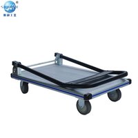 Chariot à plateforme pliable à quatre roues en métal, chariot utilitaire pliable robuste, OEM pour entrepôt et usage domestique