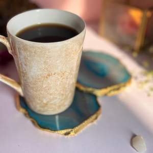 Juego de posavasos de ágata turquesa hechos a mano, posavasos de piedra semipreciosa natural para café y bar - Product Image 6