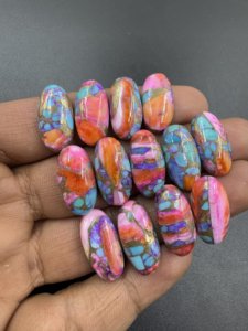 Rosa ostra cobre turquesa suave forma ovalada cabujón de alta calidad piedra preciosa suelta para la fabricación de joyas 12x24mm lote al por mayor - Product Image 2