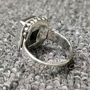 New Fashion S925 Sterling <b>Silver</b> Punk Style Gemstone <b>Ring</b> Men's Real Natural Black Onyx Square Big Classic Domineering Trendy - Product Image 4