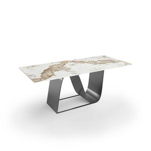 Mesa de Comedor Moderna de 220 cm con Tapa de Mármol y Patas de Acero Inoxidable para 6 Personas - Product Image 1