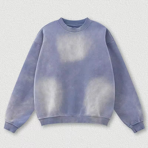 Sudadera de cuello redondo nueva llegada logotipo personalizado liso en blanco lavado con ácido sudaderas de algodón de gran tamaño - Product Image 5