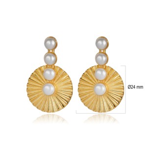 Pendientes de Plata de Ley 925 con Diseño de Perlas Doradas, Hechos a Mano en Turquía, Estilo Vintage, Modernos, para Regalo de Boda o Fiesta, Gran Venta - Product Image 1