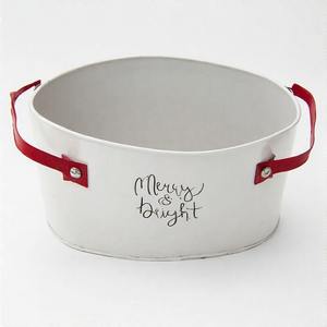 Maceta FrostberryDelight en aspecto galvanizado diseñada para uso en exteriores en decoración de jardín de Navidad y arreglo festivo de entrada - Product Image 1