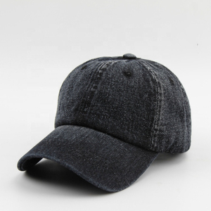 Casquette de baseball réglable en jean noir uni Casquette de baseball réglable en gros personnalisation en jean noir en jean Casquette de baseball réglable en jean - Product Image 1