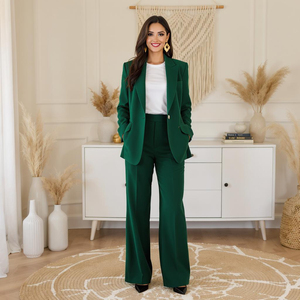 Traje de negocios formal de alta calidad personalizado para oficina madura, chaqueta verde de trabajo, pantalones largos, trajes - Product Image 1