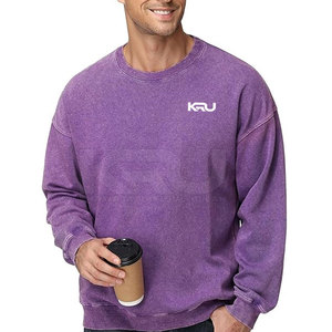 High Quality Cotton Blended Winter Collection Regular Fit Solid Acid Wash Breathable Eco-Friendly <b>Sweatshirt</b> Men Street Style - Product Image 4