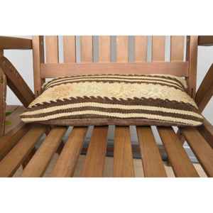 หมอนขนปุยสีเบจ8x16นิ้วหรูหราดอกไม้ขนปุยชนบทสำหรับเตียงโซฟาแบบพกพาการออกแบบการเย็บปะติดปะต่อกันที่ทอวินเทจ - Product Image 4