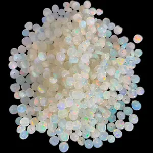 Perles d'opale blanche naturelle éthiopienne 4mm-5mm, taille brillante, multicolores, effet arc-en-ciel, lisses, pour la fabrication de bijoux, Hayaat tierce partie - Product Image 2