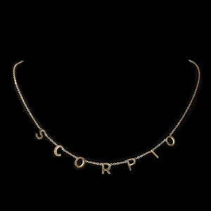 Scorpio Zodiac Necklace Trendy Geometric Link Chain Gold Plated Stainless Steel Diamond Main Stone Stylish Letter Design Gift - Product Image 1