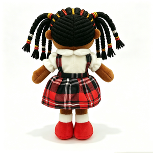 Muñeca de peluche negra personalizada con cabello trenzado, linda muñeca afroamericana de peluche para niñas, muñeca de trapo suave de diversidad étnica. - Product Image 3