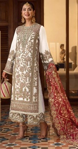 Heavy Georgette Unstitched Suit Embroidery Work Dull Santoon with <b>Net</b> Embroidery <b>Dupatta</b> Collection for Women - Product Image 2