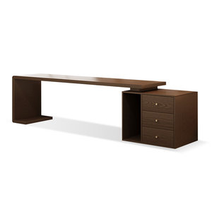 Solid Wood <b>L</b>-<b>Shaped</b> Computer <b>Desk</b> Light Walnut Rectangular Writing <b>Office</b> Workstation <b>DESK</b>-0050 - Product Image 1