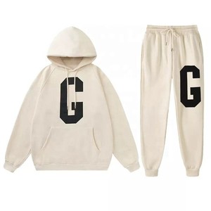 Vente en gros grande taille tricoté doublé hommes sweats à capuche ensemble de survêtement hiver polaire rue mode imprimé confortable OEM ODM - Product Image 1