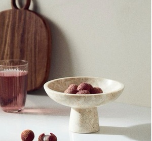 Impresionante cuenco de mármol blanco y negro con un efecto natural de dos tonos para una decoración elegante de la Mesa de la cena - Product Image 3