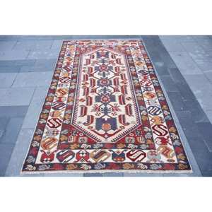 Alfombra ecológica de lana negra y roja Kilim de área grande, 4,3x7,1 pies, tejido plano turco, respaldo de látex, Alfombra de pasillo para habitación - Product Image 1