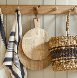 Tabla de cortar redonda de madera para pelar Pizza con mango Tabla de Pizza para cocina Charcutería Plato decorativo para queso - Product Image 2