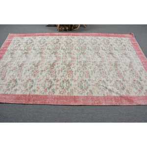 Vintage 5.2x8.5 ft Rug, Turkish Rug, <b>Red</b> Striped Rug <b>Wool</b> - Product Image 3