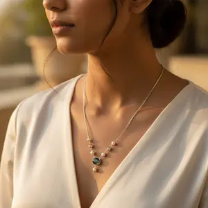 สร้อยคอแฟชั่นประดับพลอยเงินแท้ 925 สำหรับผู้หญิง - Product Image 2