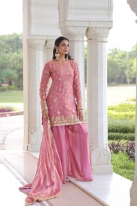 Últimas Colecciones de Trajes Salwar Kameez para Mujer, con Lentejuelas y Bordados Zari, para Bodas y Festivales, Artículos en Stock, Envío en 7 Días - Product Image 5
