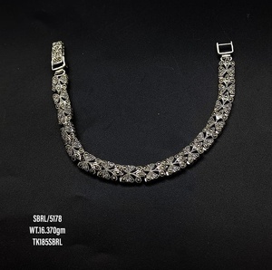 High Quality New Fashion 925 Sterling Silver Black Oxidized Vintage Engraved Handmade Unisex <b>Bead</b> Chain <b>Bracelet</b> Gift - Product Image 1
